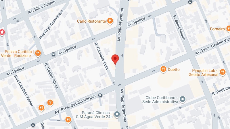 Mapa da localização do IDEC: Av. República Argentina, 452, conj 1009 - Água Verde, Curitiba - PR